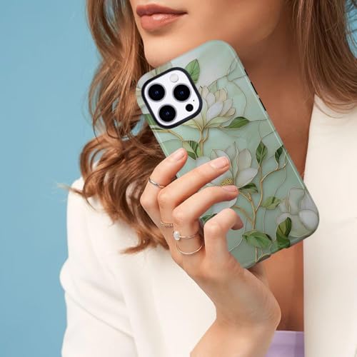 Coque iPhone 16 Pro Max robuste élégante fleurs de magnolia finitions soignées