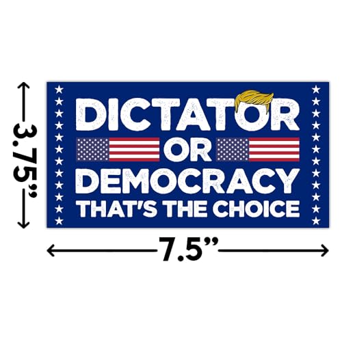 Image of [7.5x3.75] Democracy Not Dictatorship Bumper Sticker Anti Felon President Sticker Patriotic Bumper Sticker Funny Political Sticker Resist Fascism Vinyl Decal for Cars Windows Laptop Vehicle