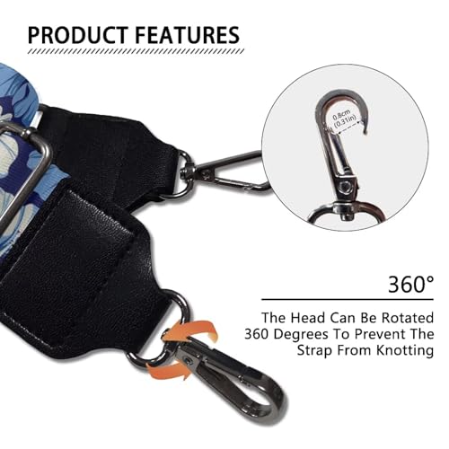Image of GLENLCWE Blue Hibiscus Flower Wide Purse Strap Replacement Crossbody Adjustable Bag Straps Replacement Handbag Shoulder Strap