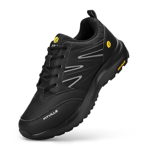 Image of FitVille Mens Wide Hiking Shoes Outdoor Walking Shoes Trekking Trails Sneakers with Slip Resistant