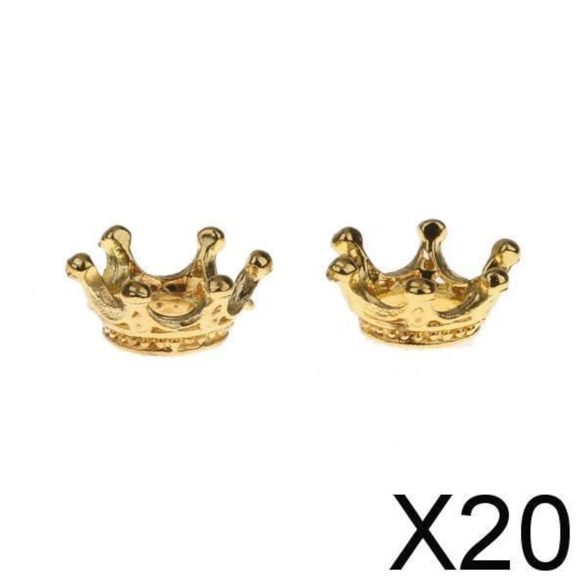 Gold Plated Crown Shape Charms Loose Beads, 20 Pieces