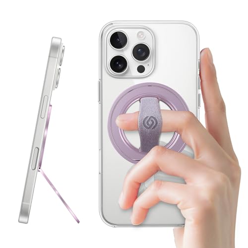 Image of EWA MagOne 3rd Gen [Compatible with MagSafe] Phone Grip Stand with Finger Strap, Removable Magnetic Ring Holder Kickstand Loop for iPhone 17,16,15,14,13,12 Series (Purple)