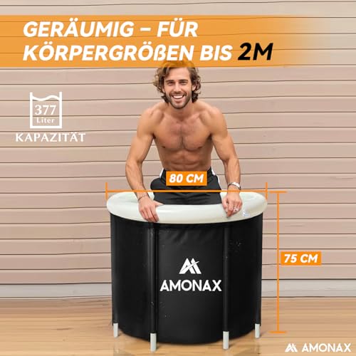Amonax Eisbaden Tonne, Outdoor Badewanne Für Kryotherapie, Tragbares Ice Bath Tub Cold Plunge Mit Schwimmendem Poolthermometer, Abdeckung Und Deckel, Aufblasbare Eistonne Für Zuhause