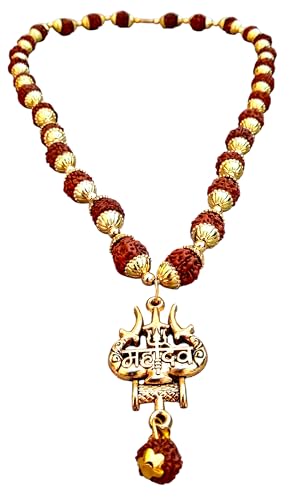 Women Om Shiva Trishul Rudraksha Mala | 5 Mukhi Rudraksha | Natur...