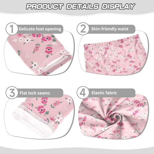 Small Flower Pattern on Pink Background Girls Leggings,Workout Leggings for Girls Toddler Athletic Leggings Size for 3-10T3