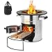 Rocket Stove Ø32 cm, Poêle à Bois pour la Cuisine en Plein Air, Double Porte, avec Sac de Transport, Support pour Bois de Chauffage, Pour Pique-niques, Barbecues