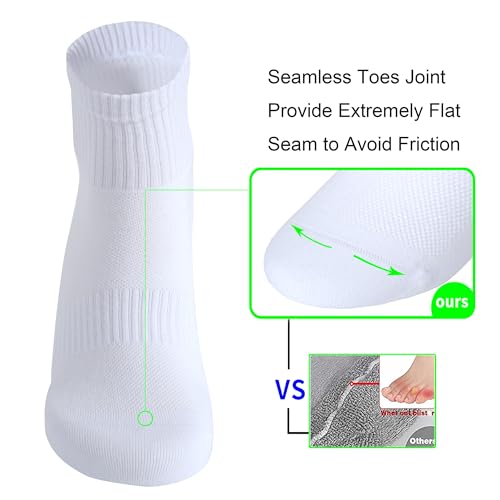 Image of Womens Anti Odor Seamless Breathable Moisture Wicking Cotton Ankle /Crew Running Hiking Dress Socks,Size 6-10