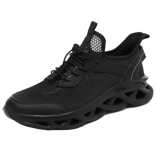 SJJH Zapatillas deportivas informales transpirables Slip-On para hombre – Zapatillas de deporte de suela suave para verano, perfectas para actividades al aire libre y la vida cotidiana, Negro , 43 EU