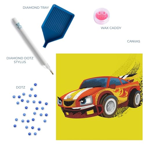 Image of DIAMOND DOTZ Hot Rod Dotz Box Car Diamond Painting Kits for Adults - Diamond Art Kits a Relaxing Creative Craft Kit with Dotz Gems 8.7 inchx8.7 inch