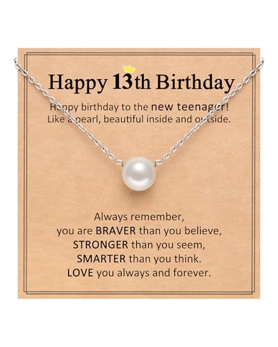 Pearl Necklace Happy Birthday Gifts for Her 10 13 16 Year Old Daughter Granddaughter Niece Women