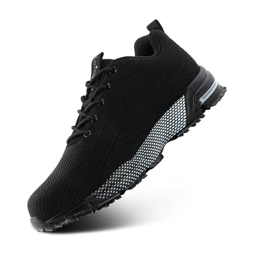 Loiston Chaussures de Sécurité Hommes Chaussures de Travail Basket Securite Femmes Embout Acier Légère Confortable Industrie Noir K04 GR.45