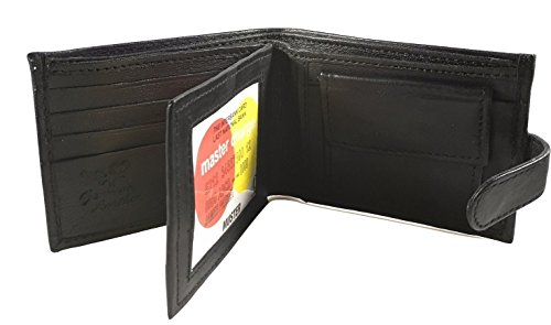 Dangerous Threads Genuine Black Leather Snap Close Bifold Wallet with Coin Purse #791
