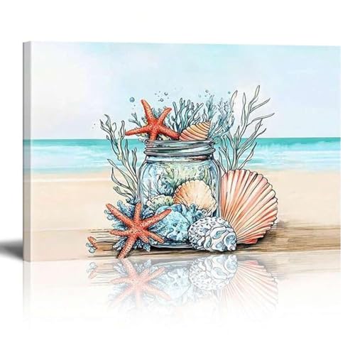 Peinture sur toile coquillage pour habiller un grand mur vide et triste avec cadre