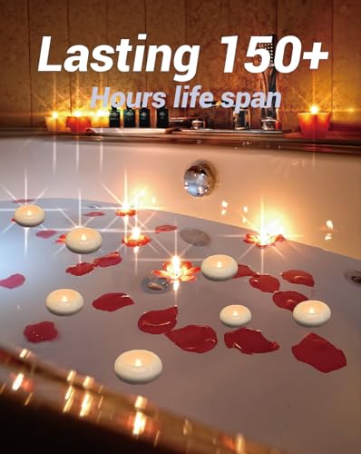 Flameless LED Floating Candles, 3”Floating Battery Operated Candles,24 Pack Warm Tealights for Cylindrical Vase/Pool/Bath/Hot Bath/Wedding Center Decoration