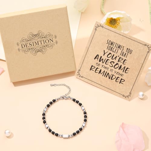 Image of Desimtion Healing Natural Stone Bracelets for Women Girls, Sometimes You Forget You're Awesome -Christmas Gifts for Women Teen Girls, Best Friend Birthday Gifts for Women Friendship Bracelets