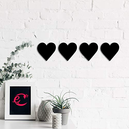 Image of eCraftIndia Set of 4 Hearts Black Wooden Cutout Wall Decor Showpiece for Home Decor Living Room Bedroom | Valentine Gift for Girlfriend Boyfriend Husband Wife Her Him | Valentine Day Decoration Items