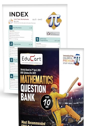 Image of Educart CBSE Class 10 Question Bank 2026-27 (4 Books) - Science, Mathematics, Social Science & English | Introducing Premium Colored Visuals and Pull-out Worksheets for 2027 Boards