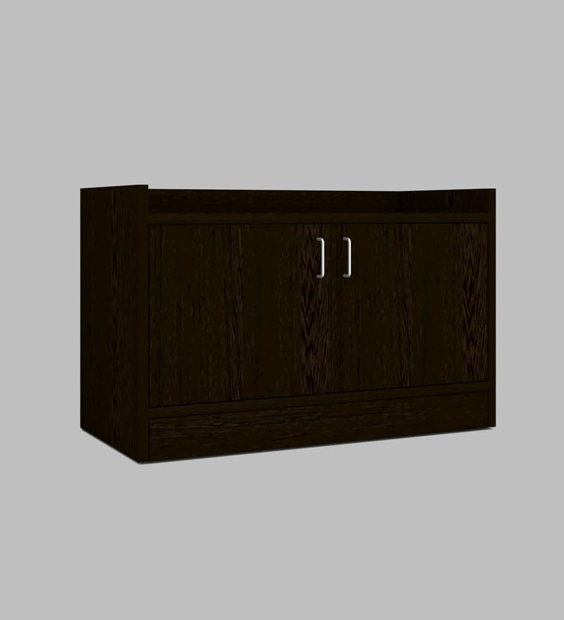 Image of SPECIALITY PANELS 2 Door Shoe Rack with Cushion | 2 Door Shoe Cabinet with Storage Bench | Shoe Organizer for Entryway Home Living Room | 75 x 49 x 37.5 cm Storage | DIY Assembly | Dark Brown Wood