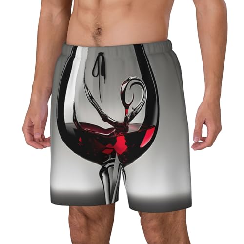 Wine Glass Men's Soft Double Swim Shorts, Lounge Swiming Shorts Pants Breathable Summer2