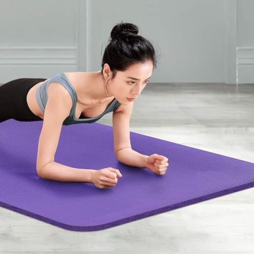 Esterilla de yoga Pilates Esterilla de ejercicio Sentados Flexiones elásticas Hombres Mujeres Gimnasio en casa NBR Esterilla de ejercicio más ancha y gruesa con alto rebote (púrpura, 183 x 80 x 1 cm)