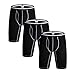 Nuofengkudu Hombre 3 Pack Bóxers Ajustados Largo Calzoncillos Bulge Ropa Interior Suave Elástico Compresión Shorts Underwear Mutande Hipster Nero XXXXL
