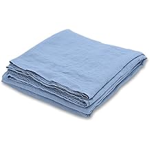 LinenMe Stone Washed Bed Linen Flat Sheet Stone Blue Twin 66" x 102", 100% European Linen, Prewashed, Hand Made