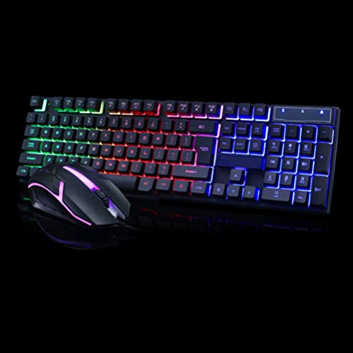 Image of Sanpyl LED Backlit Gaming Keyboard and Mouse Combo, for PC Desktop Laptop, Colorful Glowing Mouse and Fast Response Velocity (Black)