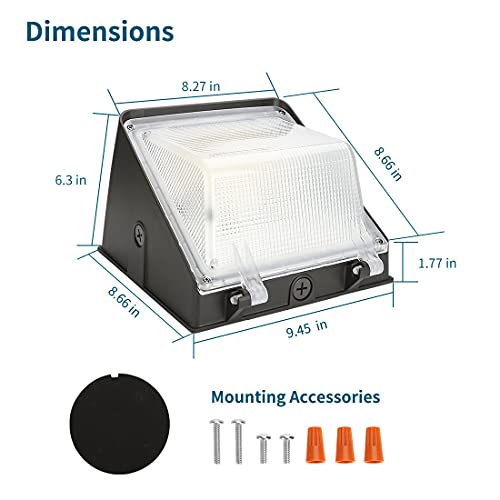 Xbuyee 80W Led Wall Pack With Photocell, 120Lm/W 5000K Daylight 100-277V Ip65, Dusk To Dawn Outdoor Lighting Fixture Commercial Grade Led Wall Lights, Power Selectable 40W/60W/80W #TOP6