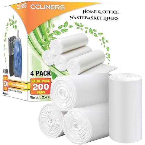 4 Gallon Trash Bags Small Bathroom Garbage Bags Clear Plastic Wastebasket Trash Can Liners for Home and Office Bins, 200 Count Cover