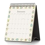 Jotsome Small Desk Calendar 2026-2027, Standing Flip Desktop Calendar Covers 18 Months from January 2026 - June 2027, 6" x 7.5", Twin-Wire Binding, Floral Design Small Desk Calendar for Easy Organizing, Gift for Holidays or Christmas, Grey