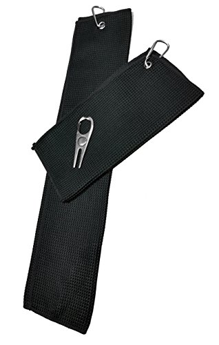 caddydaddy Golf Mikrofaser Handtuch Set & Pitchgabel, Unisex, schwarz Cover