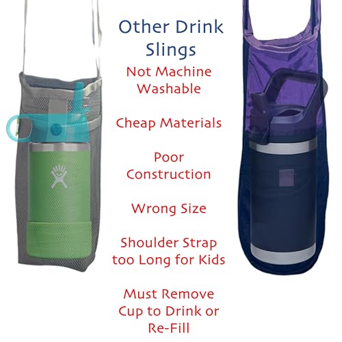 Kaizen Kreations Universal Kids Bottle Sling. Travel Essentials, Camping Essentials, Cruise Essentials, School Supplies, Camping Gear, Travel Accessories, Beach Vacation Essentials (Black, 2-Pack)