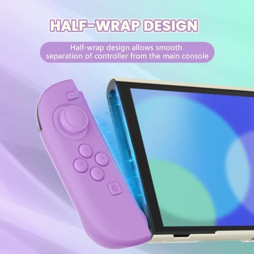 PlayVital Protective Case for Nintendo Switch 2 - Cute Dockable Hard Case Shell for Switch 2 with Thumb Grip & Sticker & Button Caps, Anti-Scratch & Shockproof Cover Skin - Soft Violet & Mint Green - 4
