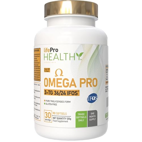 Omega 3 IFOS Capsulas 3000mg con Vitamina E, 30-90 Tomas - Life Pro Healthy, 35% EPA y 25% DHA, 3000mg por dosis diaria, Suplemento para la Salud Cardiovascular, Aceite de Pescado Puro y Destilado