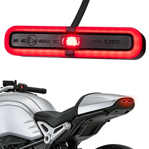 evermotor Mini LED Rücklicht Motorrad mit Bremslicht, 6-12V, M19 E-zertifiziert, IP67 Wasserdicht, 900mm Kabel, Einfache Montage für Motorräder, E-Bikes und Fahrräder