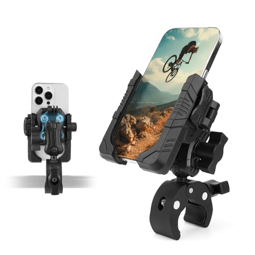 Image of Universal Phone Mount for Bike /Motorcycle /Scooter /ATV, 720 Rotatable Anti-Shake Holder with One-Hand Quick Release &Secure Lock Knob, Fits 5.4-7.2 inch iPhone 16 /15 /14 /13 Pro Max, 75026