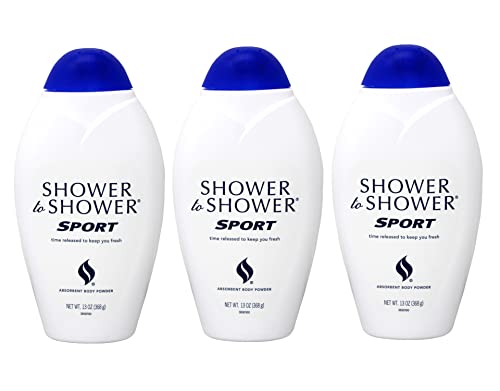 Shower to Shower Absorbent Body Powder, Sport, 13-Ounce Bottles (Pack of 3)