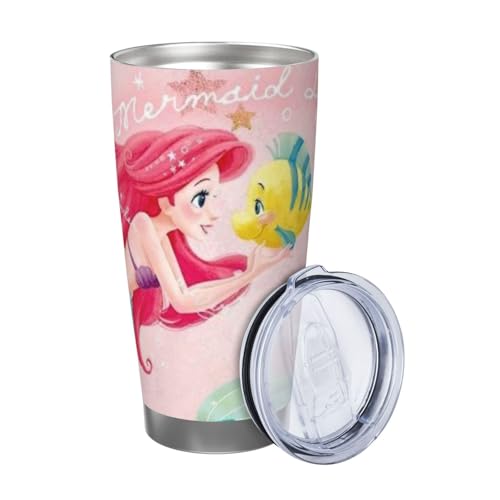 マグカップ リトルマーメイド アリエル コーヒーカップ コンビニカップ 保冷 保温 タンブラー ステンレス製 大容量 真空断熱マグ 蓋付き 持ち運び 直接ドリップ 車用 600ml Straw Three-piece Set
