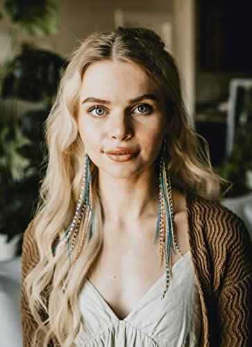 Bohemian handmade long lightweight feather dangle earrings for women4