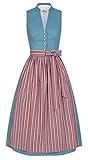 Nübler Trachten - Wenger Dirndl Zita Hellblau, Retro-Dirndl, Hochgeschlossen, Vintage, Stehkragen, Knopfleiste Blau Gr. 36