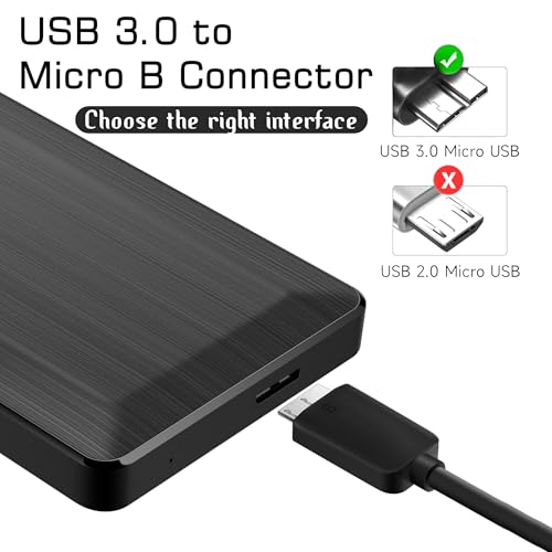 Image of Storite 20cm USB 3.0 A to Micro B Cable for External Hard Drive - Data Transfer Speed Upto 5Gbps - 1 Pack