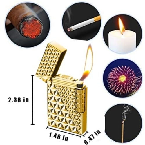 Image of Smoke King Sanji Diamond-Cut Gold Lighter - Premium Stainless Steel Butane Refillable Lighter