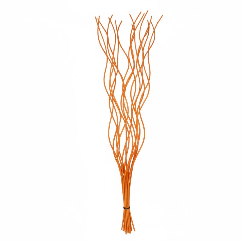Homestreet Spiral Willow Twigs 85cm (34”) – 20 Decorative Natural Branches for Vase & Home Décor – Tall Tabletop & Floor Display – Multiple Colours Available (Orange)