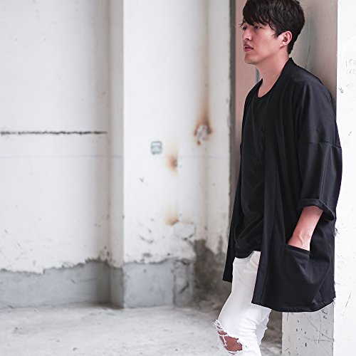 Image of Men's Long Oversized Kimono Cardigan Noragi Japan Jacket Haori Man Yukata Coat
