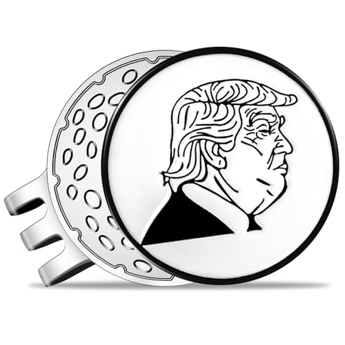 BAIRBRE Funny Golf Ball Marker with Magnetic Hat Clip,Alignment Ball Mark Hat Clip Golf Accessories Great Gift for Men Women (White-Trump)