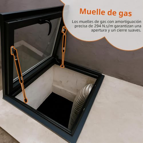 Miniatura 5 de Manual Claraboya Techo, Tragaluz De Tejado Para Techo De La Casa Sala De Sol Ático Sótano Iluminación Del Día, Ventana Techo Con Doble Vidrio Templado Y Aleación De Aluminio Marco