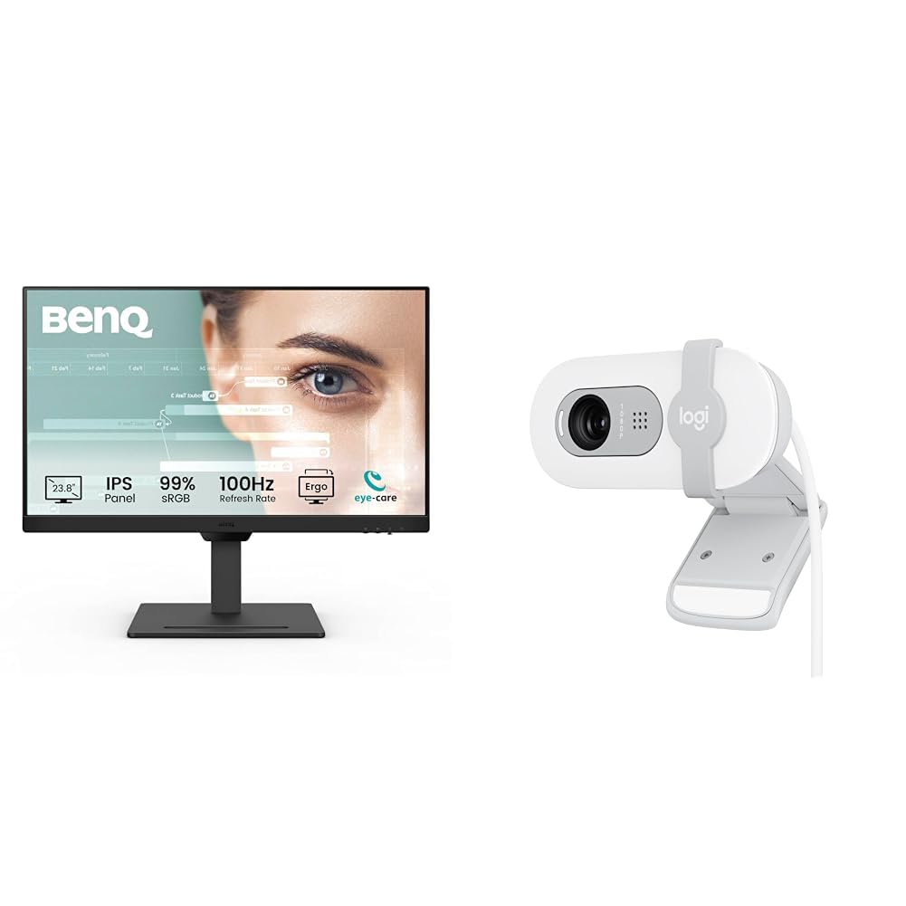 BenQ GW2490T 24" 1300:1 CR 1920x1080 FHD IPS Monitor| 100Hz| 99% sRGB| Height Adjustable|Ergo Design|VESA MediaSync| Dual HDMI| DP Port| Speakers| Eye Safe + Logitech Brio 100 Full HD 1080P Webcam-image-37