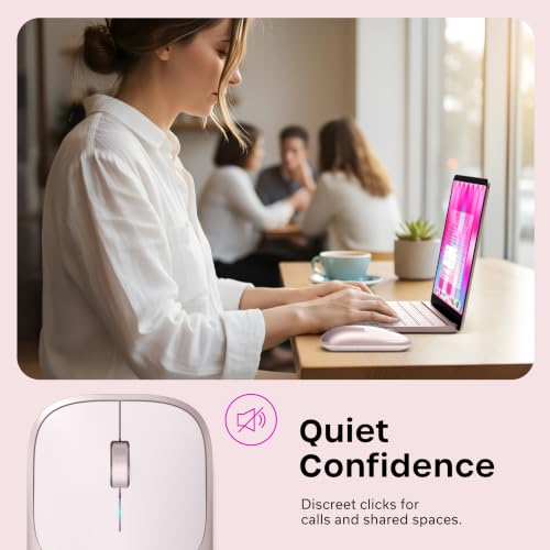 Image of Satechi Slim EX Wireless Mouse, Bluetooth & 2.4 GHz, Quiet Clicks, Blush | Quiet clicks, anodized aluminum shell, rechargeable battery, for macOS, Windows, iPadOS, Android