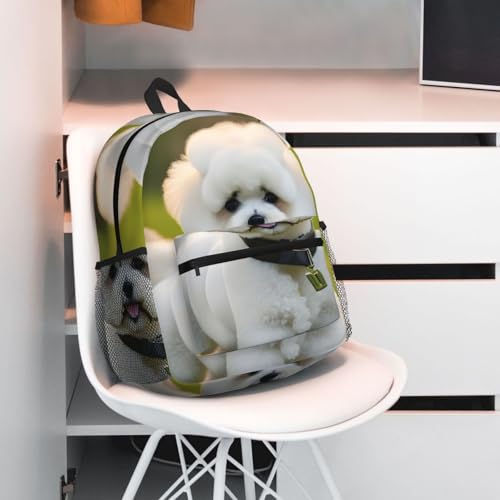 Mochila de Bichon Frise impermeable y ligera con correas cómodas 7
