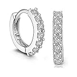 Diseño original: estos pequeños aros de plata de ley 925 con circonitas, elegantes, clásicos y modernos, adecuados para mujeres y niñas de todas las edades.